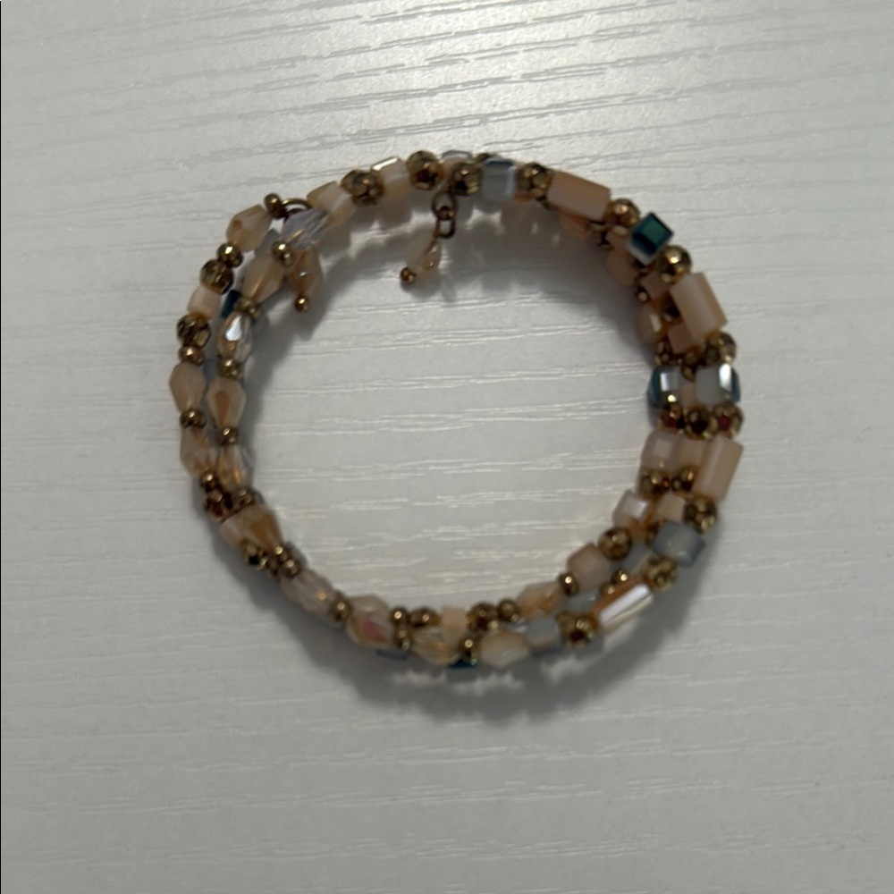 Alex and Ani Gold and Cream Beaded Bracelet